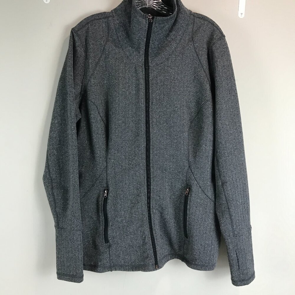Women's Calia Grey Herringbone full zip Jacket Size L